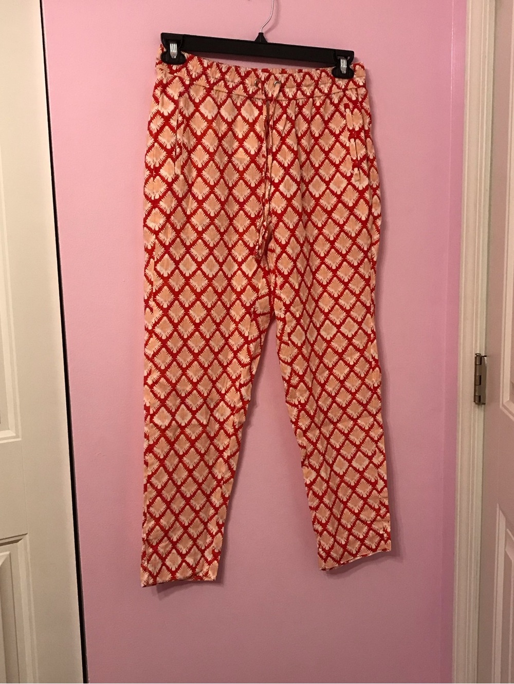 Lanhtropy Premium Linen Geometric Women's Drawstring Pants size medium